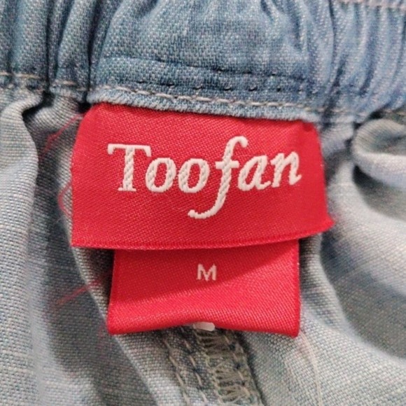 01554 Toofan blue chambray cropped pant M NWT - Picture 7 of 11